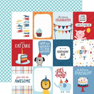 Echo Park Birthday Boy Designpapier - 3 x 4 Journaling Cards